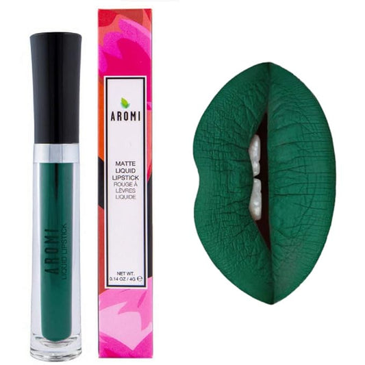 Aromi Emerald Green Liquid Lipstick | Dark Evergreen Lip Color, Matte Lipstick, Vegan, Cruelty-free, Smudge Proof, Long-Lasting, Handmade (Emerald Green)