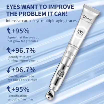 O'CHEAL Eye Cream with Vibrating Electric Massage Head- Hydrating, Brightens, Tightens, Reduces Dark Circles & Wrinkles, Bags Remover Under Eyes Cream, Relieve Eye Fatigue Design for Men & Women