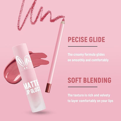 VIOLA HOUSE Lipstick Lip Liner Set, Matt Lipstick Non-Fading,