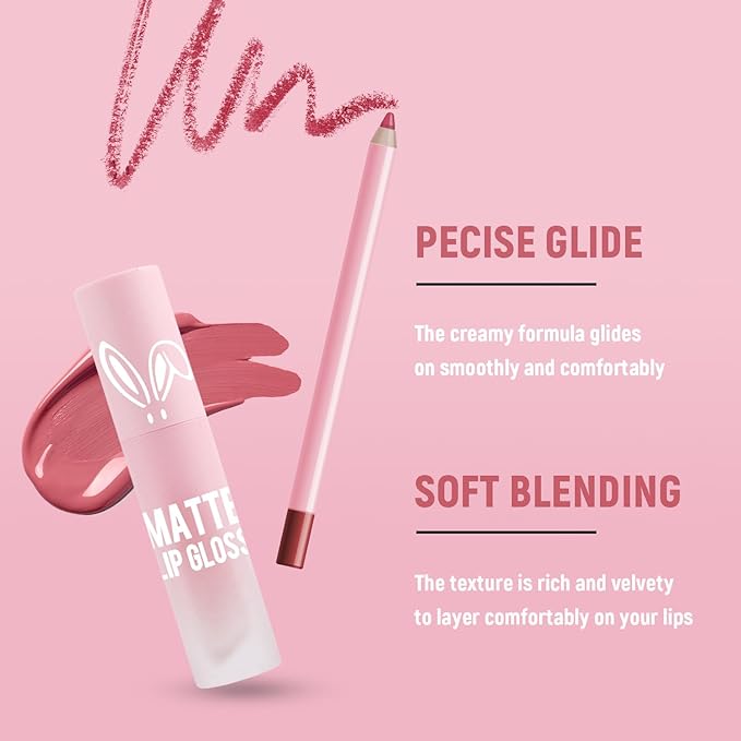 VIOLA HOUSE Lipstick Lip Liner Set, Matt Lipstick Non-Fading,