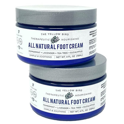 Yellow Bird Foot Cream 2 Pack Bundle - Natural Dry & Itchy Feet Repair Balm. Foot Moisturizer with Organic Ingredients and Essential Oils