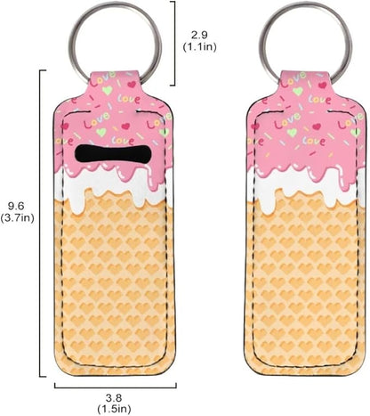Horeset Ice Cream Chapstick Holder Keychain Slim Neoprene Gloss