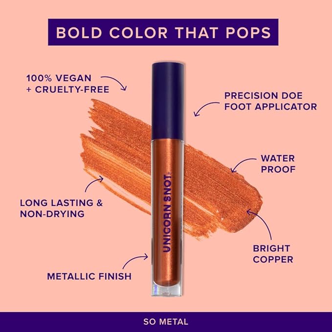 UNICORN SNOT Liquid Metal Lip Paint - Metallic Lip Gloss - Non-drying, Long-lasting Liquid Lipstick, Intense Pigment Lip Color with Metallic Shimmer - Vegan, Cruelty-Free Lip Makeup, Copper (Rust)
