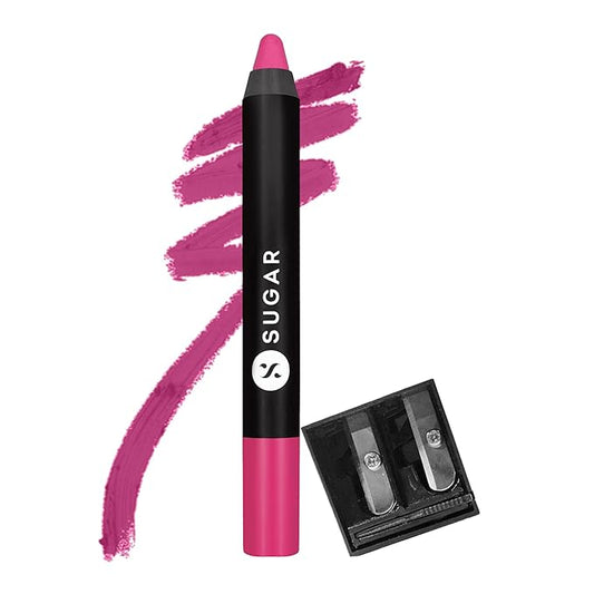 SUGAR Cosmetics Matte As Hell Crayon Lipstick02 Mary Poppins (Fuchsia) Highly pigmented, Creamy Texture, Long lasting Matte Finish