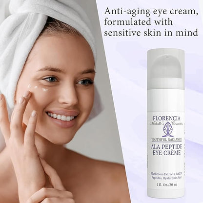 Florencia ALA Peptide Eye Cream - Anti-Aging Repair for Wrinkles, Fine Lines, Dryness - Hydrating, Nourishing, Firming, Moisturizing Eye Cream with Hyaluronic Acid & Peptides, 0.5 oz