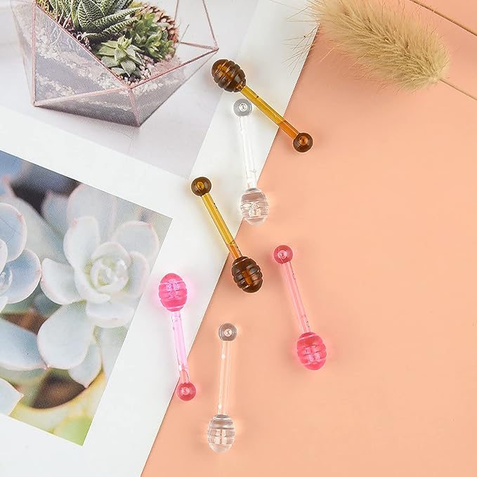 TEONEI Lip Balm Applicators Stick,Lip Gloss Mini Spoons Mini Honey Dipper,18Pcs(Mixed Color)