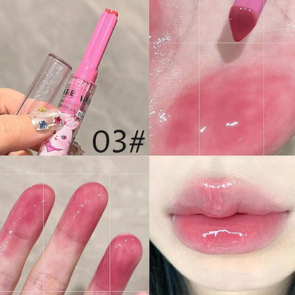 3 Colors Jelly Lipstick Gift Set, Tinted Heart Shape Lip Stain Lip Gloss, Mirror Hydrating Jelly Love Lipstick, Moisturizing Tinted Lip Balm, Vivid Color Glossy Lip Makeup for Girls (A)