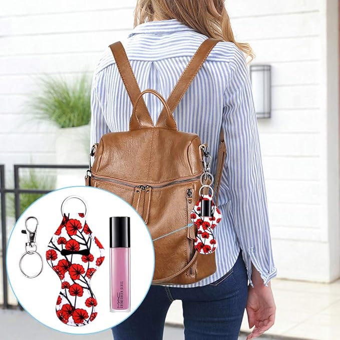 Duufin 20 Pieces Chapstick Holder Keychains Bulk Keyring