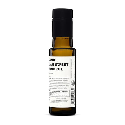 100% Organic Sweet Almond Oil 100ml - Cold-Pressed - Rich in Skin-Nourishing Vitamin E - Straight from Farm in Italy - Non-GMO - No Additives or Preservatives - Recyclable Glass Bottle