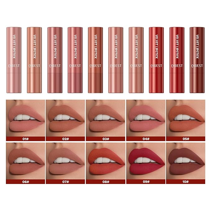 5Pcs Velvet Matte Nude Lipstick Set - Long-lasting Long-lasting