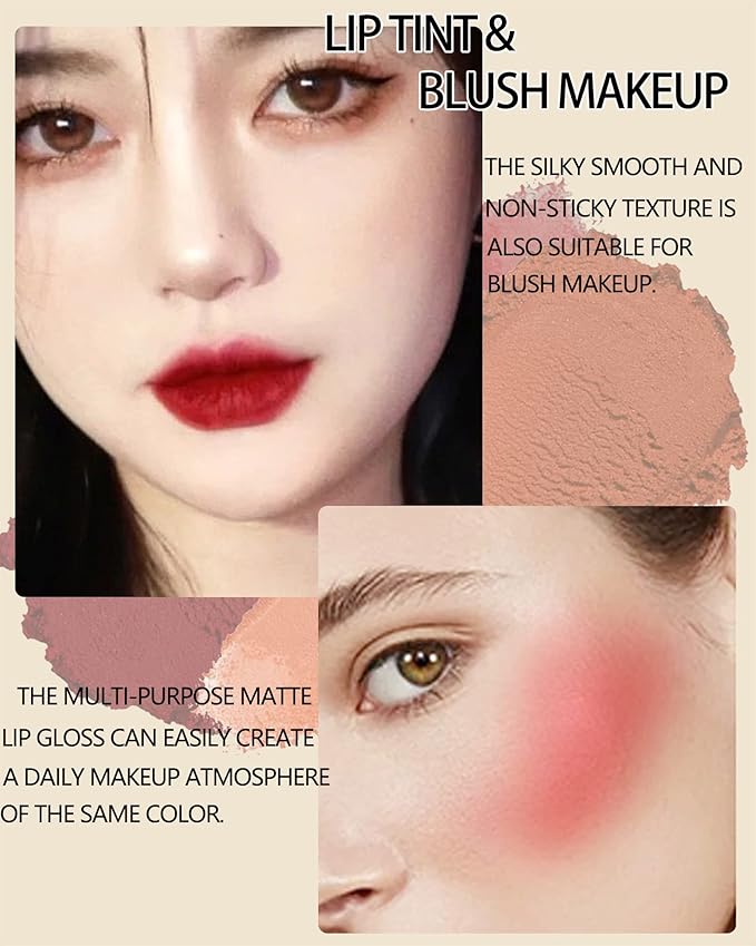 Velvet Lip Mud Tinted, Matte Lip Cream Lip Gloss, Velvet Matte Finish, Blendable High-Pigmentation Silky Creamy Texture, Lightweight, Soft, Moisturizing, Korean Lipstick Makeup Gift for Women Girl-#01