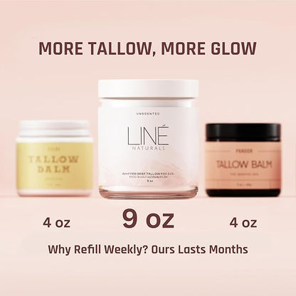 Whipped Beef Tallow for Skin - 100% Pure, Grass Fed Tallow Moisturizer for Face and Body - Organic Honey Beef Balm for Sensitive Skin - Quick Absorbing Hydration (Unscented)