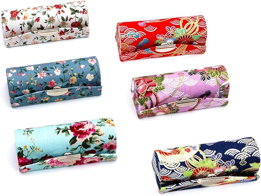 Outman PACK of 6 Floral Lipstick Case Holder Storage