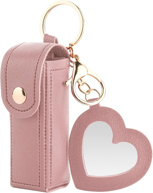 Lipstick Organizer Keychain Chapstick Case with Mirror Organizer