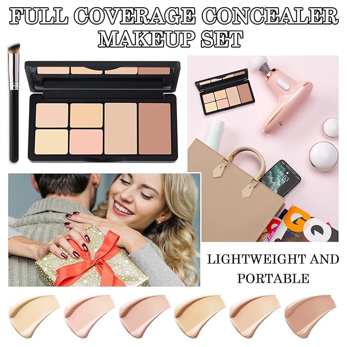 6 Colors Correcting Concealer Cream Contour Palette,Long Lasting Makeup Kit