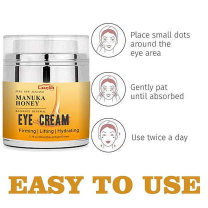 Manuka Honey Eye Cream Anti-aging Eye Cream Anti-wrinkle Under Eye Cream Fades Fine Lines Lifting and Firming Improve Dark Circles and Puffiness