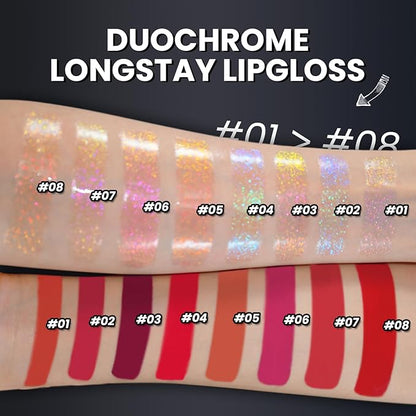 CHARMACY Multichrome Double Head Non-Stick Lip Gloss, Metallic Gloss,