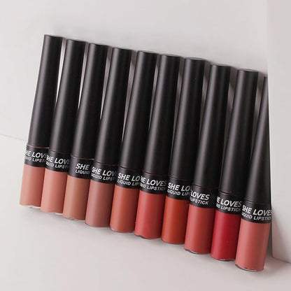 Matte Nude Liquid Lipstick, Tinted Highly Pigmented Lip Stain with Beeswax, Super Stay Velvet Lip Gloss, Smooth Matte Long Lasting Waterproof Smudgeproof Non-Stick Cup Lipcolor Makeup Gift, 09