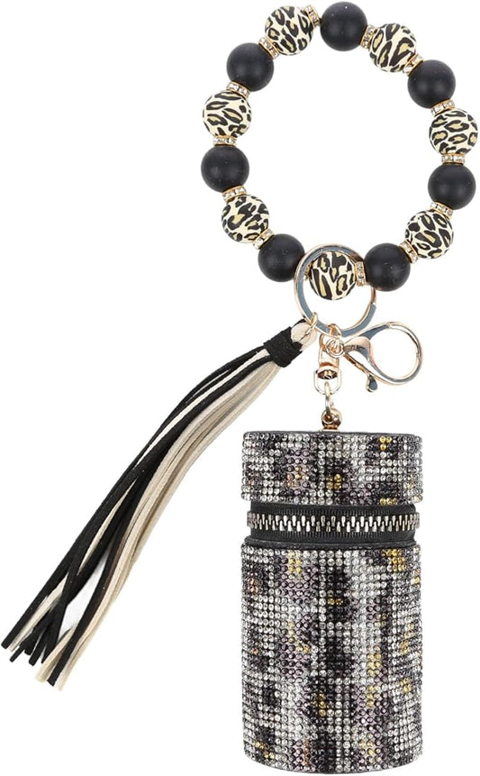 Lipstick Keychain, Leather Diamond Lip Gloss Holder, Stylish Gloss