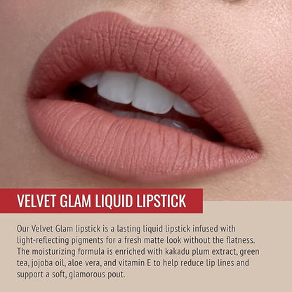 Runway Rogue Velvet Glam Liquid Lipstick, Almost-Matte Terra Cotta Lipstick with a Hint of Spice, ‘Photogenic’