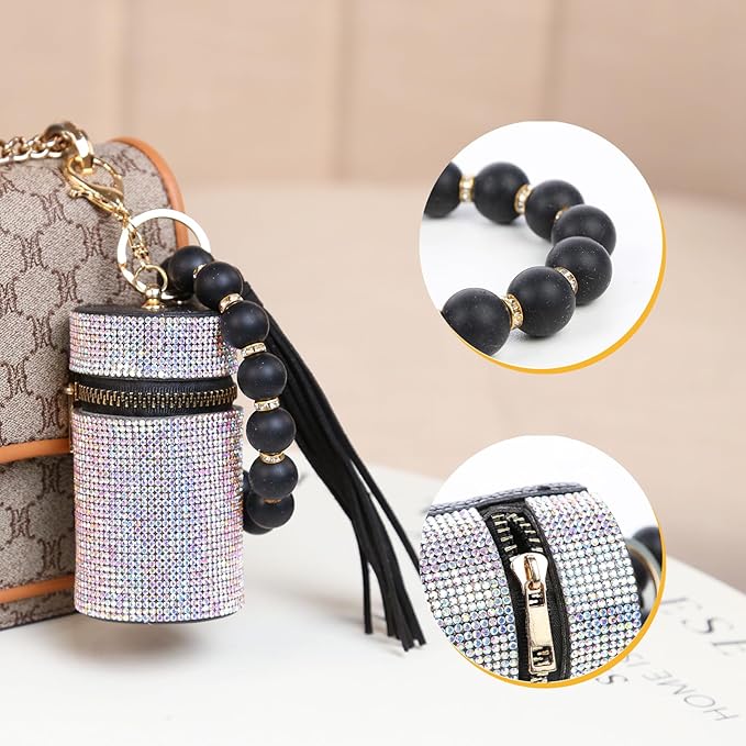 Lipstick Keychain, Leather Diamond Lip Gloss Holder, Stylish Gloss