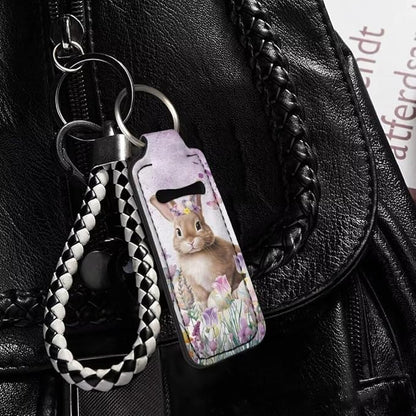 Horeset Easter Rabbit Chapstick Holder Keychain Durable Elasticity Gloss