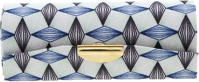 Motique Accessories Diamond Pattererned Fabric Lipstick Case with Mirror for Purse-Green