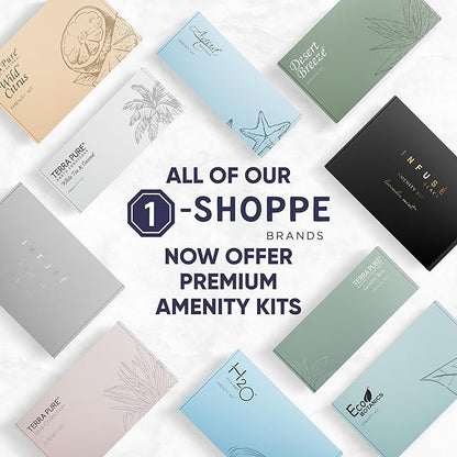 Amenity Kit | Boxed Hotel Toiletries Bulk Set | 1 oz Shampoo, Conditioner, Lotion, Body Wash & Body Bar Soap | 1 Set per Case