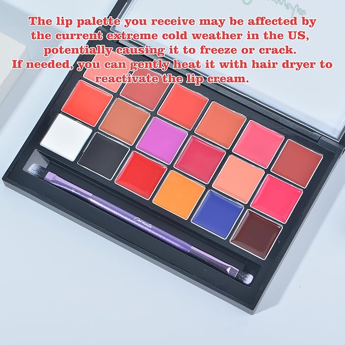 CarMela Professional Lip Palette - 18 Colors High-Pigmented High-Pigmented