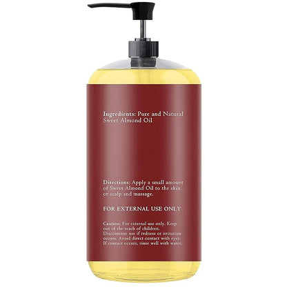 Sweet Almond Oil 16.9 fl oz - 100% Pure and Natural and Cold Pressed