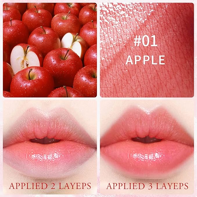4 Colors Lip Tint Stain Set, Watery Lip Tint Mini Liquid Matte Lipstick, Lip Stain Long Lasting Waterproof, Korean Lip Gloss Moisturizing Natural, Multi-Use Lip and Cheek Tint, Lightweight Non-sticky