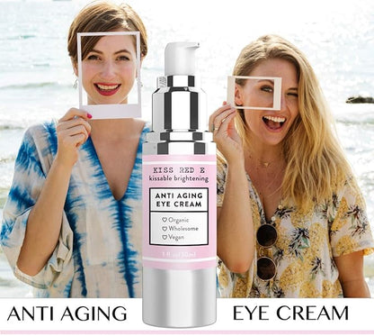 KissRedE Anti-Aging Eye Cream for Dark Circles, Puffiness, Fine Lines, and Wrinkles - Fragrance-Free, 1 Fl Oz