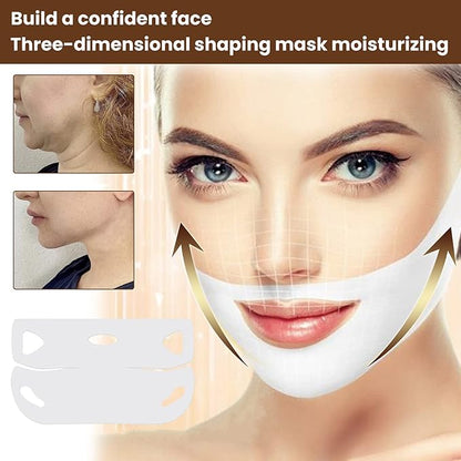V Line Lifting Mask, 5 Pcs V Shaping Face Masks, Hydrogel Collagen Mask with Aloe Vera, Neck Tightening Tape Patch Jawline Contour Firming Band, Double Chin Reducer Face Full of Vitality