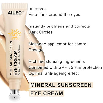 Mineral Eye Cream for Sunscreen, 3-in-1 Anti-Aging Eye Cream,Filter Phone Blue Light for Dark Circle and Fine Lines,15ML(#02 Medium)