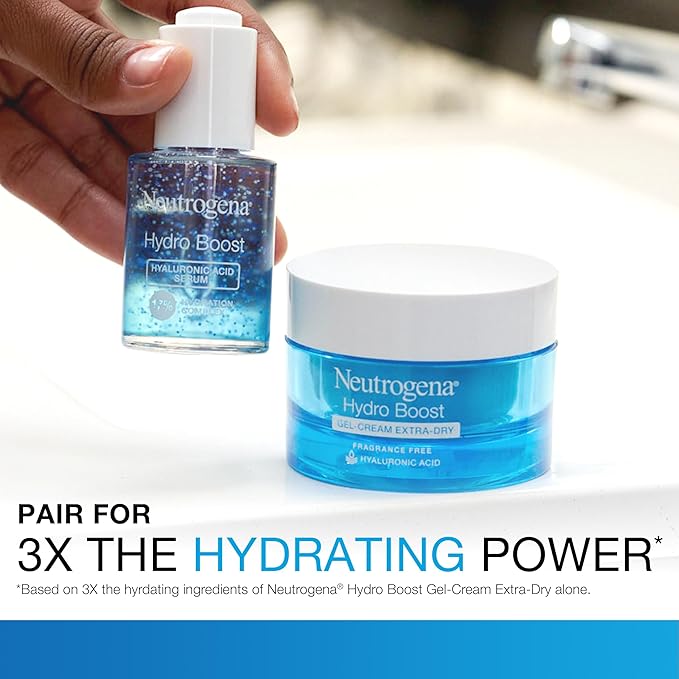 Neutrogena Hydro Boost Hyaluronic Acid Serum For Face, Lightweight Daily Hydrating Serum To Revive Dry Skin, Oil-Free, Non-Comedogenic, Fragrance Free, 1 oz