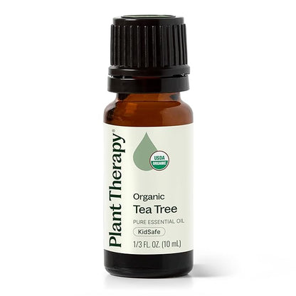 Plant Therapy Organic Tea Tree Oil (Melaleuca) 100% Pure, USDA Certified Organic, Undiluted, Natural Aromatherapy for Skin, Hair, and Toenails, Therapeutic Grade 10 mL (1/3 oz)