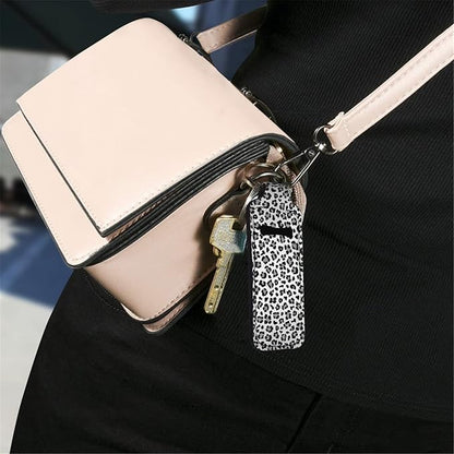 Horeset Lipstick Holder Keychains Strawberry Print Elasticity Pocket Gloss