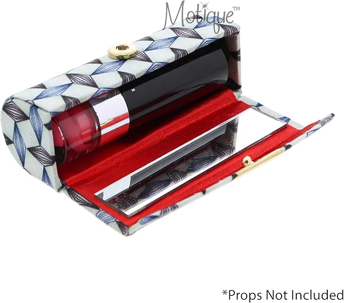 Motique Accessories Diamond Pattererned Fabric Lipstick Case with Mirror for Purse-Green