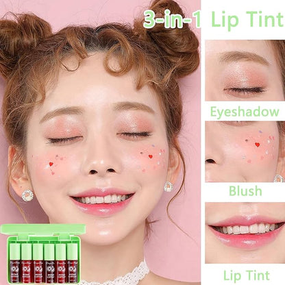 6 Colors Lip Tint Stain Set, Korean Lip Tint Moisturizing Mini Liquid Lipstick, Plumping Lip Gloss Lip Balm Tinted, Long Lasting Waterproof Lip Stain