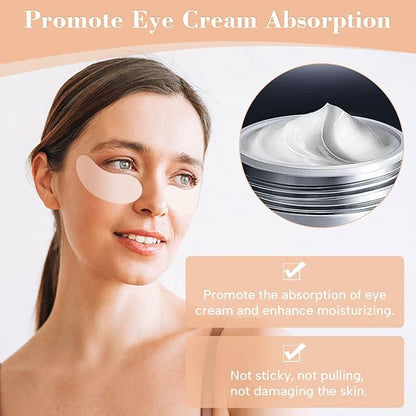 Under Eye Patches Silicone - 2 Pcs Reusable, eye Patches Plump Fine Lines & Wrinkles with Metal Eye Cream Applicator, Tin Case Christmas Gift
