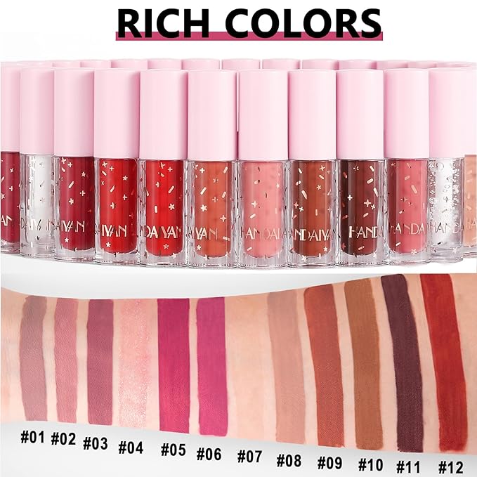 12 Colors Book Style Lip Gloss Velvet Matte Gloss