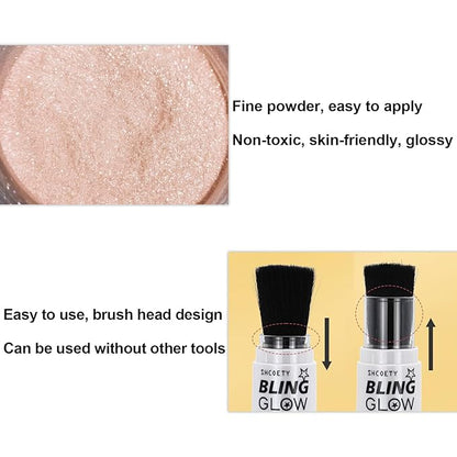 Glitter Powder Highlighter Makeup, Fairy Highlight Shimmer Body Kit(03# Champagne)
