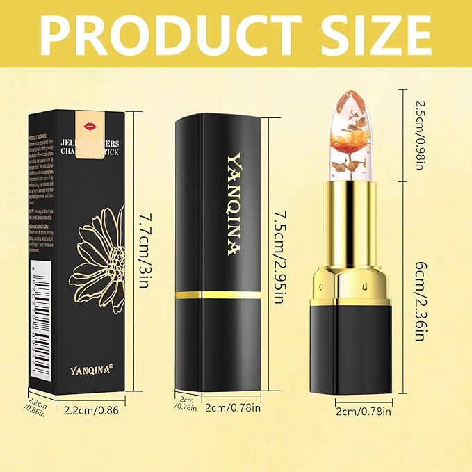 Jeffbaubl YANQINA 2Pcs Flower Jelly Lipstick,Temperature Color Changing Changing