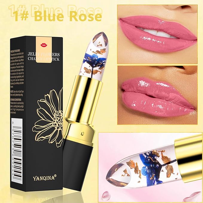 Jeffbaubl YANQINA 2Pcs Flower Jelly Lipstick,Temperature Color Changing Changing