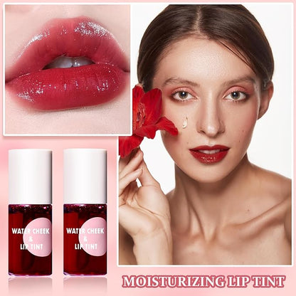 2PCS Lip Tint Stain Set, Velvet Lip Gloss Moisturizing Lip Stain Long Lasting Waterproof Liquid Lipstick Set Multipurpose Water Lip Stain Tint for Lip and Cheek Tint（03 & 04）