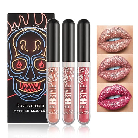 NVLEPTAP 3PCS Liquid Glitter Lipstick Glitter Lip Gloss Glitter