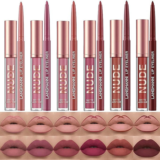 BONNIE CHOICE 12Pcs Matte Liquid Lipstick + Lip Matching