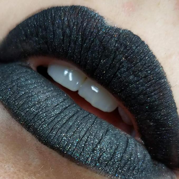 Black Dark Lipstick - Teal Blue Green Goth Green