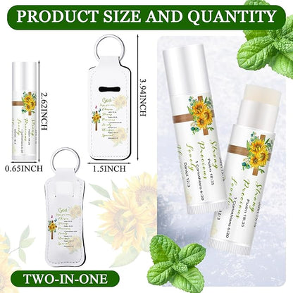 18 Sets Christian Inspiration Gift Lip Balm Bulk and Lipstick Holder Keychains Set Bible Verse Gift for Women Teacher Mom Church Favors(Bible)