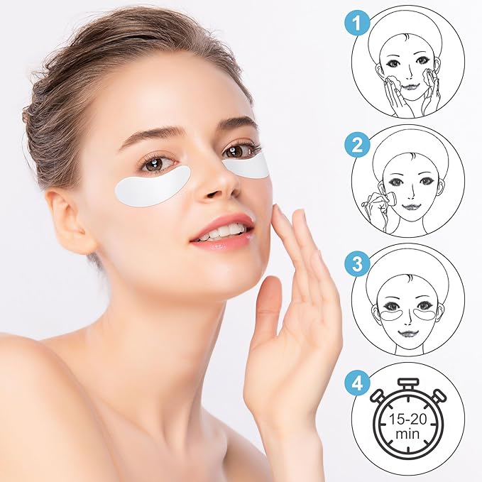 Joez Wonderful Under Eye Patches 4 Pairs, Silicone Reusable Eye Patches, Under Eye Mask for Skin Care Effect to Reduce Wrinkles and Fine Lines, Tin Case